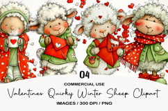 Valentines Quirky Winter Sheep Clipart Product Image 1
