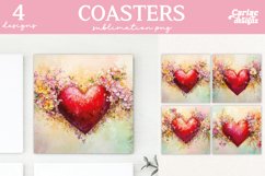 Valentines Square Coaster Sublimation Designs