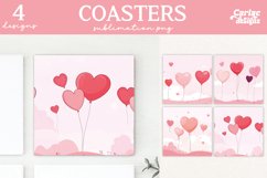 Valentines Square Coaster Sublimation Designs