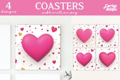 Valentines Square Coaster Sublimation Designs