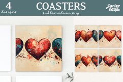Valentines Square Coaster Sublimation Designs