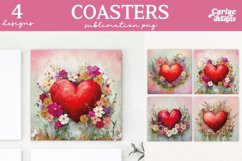 Valentines Square Coaster Sublimation Designs