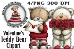 Valentines Teddy Bear Clipart PNG Product Image 1