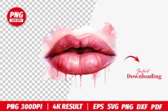 valentines watercolor lips sublimation clipart