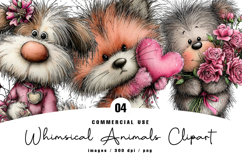 Valentines Whimsical Animals Clipart Product Image 1