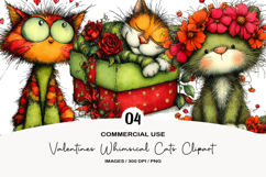 Valentines Whimsical Cats Clipart Product Image 1