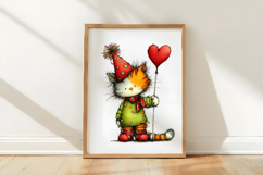 Valentines Whimsical Cats Clipart Product Image 3