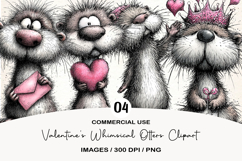 Valentines Whimsical Otters Clipart Product Image 1