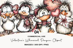 Valentines Whimsical Penguin Clipart Product Image 1