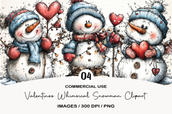 Valentines Whimsical Snowman Clipart Product Image 1