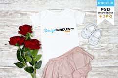 Valentines Day mockup White bodysuit with pink shorts Product Image 1