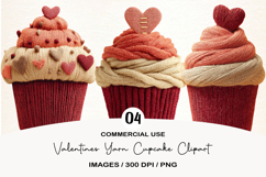Valentines Yarn Cupcake Clipart Product Image 1