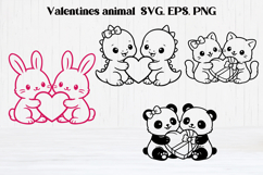 Valentine’s animal SVG design | Valentine’s silhouette SVG Product Image 1