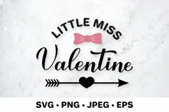 Little Miss Valentine SVG. Valentines Day for kids quote Product Image 1