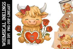 Valentines Day Cow Sublimation Clipart| DTF Clipart Product Image 1