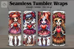 4 Zombie Doll. Valentines Tumbler Wrap Sublimations, 20 oz Product Image 1