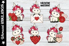 Valentine Unicorns-Hearts and Flowers Sublimation Clipart Product Image 1