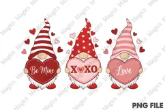 Valentinstag Gnom Trio PNG, Liebesherzen Sublimation Product Image 1