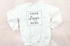 Valentine Themed White Sweatshirt Mockup - Tagless Product Image 1