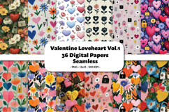 Valentine Loveheart Seamless Digital Paper, 36 PNG Product Image 1