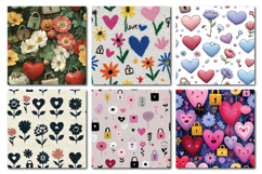 Valentine Loveheart Seamless Digital Paper, 36 PNG Product Image 2