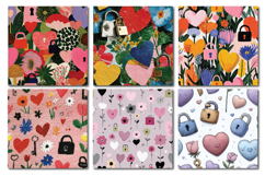 Valentine Loveheart Seamless Digital Paper, 36 PNG Product Image 3