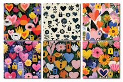 Valentine Loveheart Seamless Digital Paper, 36 PNG Product Image 6