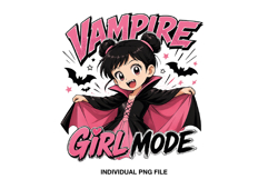 Vampire Girl Mode PNG for creating cute children’s Halloween T-shirt designs