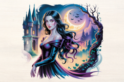 Vampire Lady with Castle PNG Sublimation Product Image 1