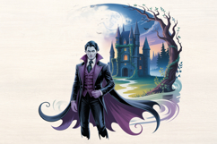 Vampire with Castle PNG Sublimation Product Image 1