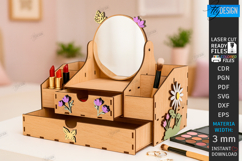 Vanity Organizer with Mirror Laser Cut Bundle| Floral Design Product Image 10
