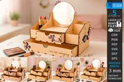 Vanity Organizer with Mirror Laser Cut Bundle| Floral Design Product Image 1