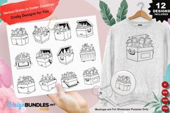 Various Drinks In Cooler Container Clipart Set Product Image 1