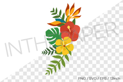Various flower and leaves decorated in a tropical atmosphere Product Image 1