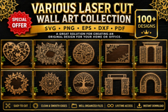 Various Laser Cut Wall Art SVG Bundle. Laser Cut MEGA Svg Product Image 1