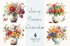 Vase of Flowers Watercolor Sublimation PNG Bundle Product Image 1