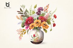 Vase of Flowers Watercolor Sublimation PNG Bundle Product Image 3