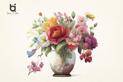 Vase of Flowers Watercolor Sublimation PNG Bundle Product Image 5