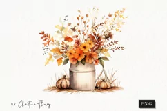 Watercolor Fall Farmhouse Flowers Clipart | Watercolor Fall Product Image 1