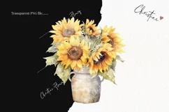 Watercolor Sunflower Vase Clipart | Watercolor Sunflower PNG Product Image 2
