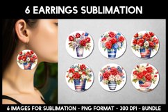 Patriotic American Earrings I Round Earrings Sublimation Product Image 1