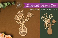 Vases With Flowers Laser Cut Decoration SVG Product Image 1