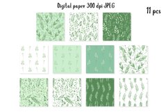 Watercolor plants wedding minimalist clipart digital paper Product Image 6