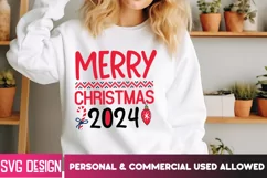 Merry Christmas 2024 SVG Cut File,Merry ChristmasSublimation Product Image 3