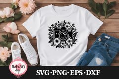 Floral Photo Camera SVG, Camera with Flowers Cut SVG Product Image 1