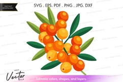Bright orange berries with green leaves vector clipart Product Image 1