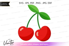 Two cherries with leaves vector clipart Product Image 1