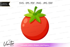 Red tomato with green leaves vector clipart Product Image 1