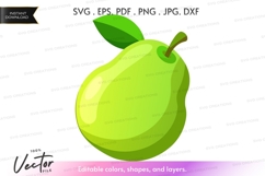 Green pear vector clipart Product Image 1