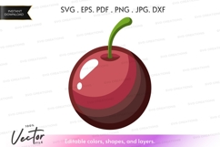 Single red cherry vector clipart Product Image 1